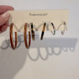 Francesca’s 5-Pack Resin Hoop Earring Set | Neutral Tones | NWT
